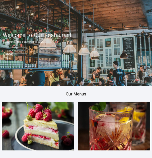 Restaurant: A visually appealing design with a mouthwatering hero image, a centered logo and tagline, and a color scheme Web Template 2191