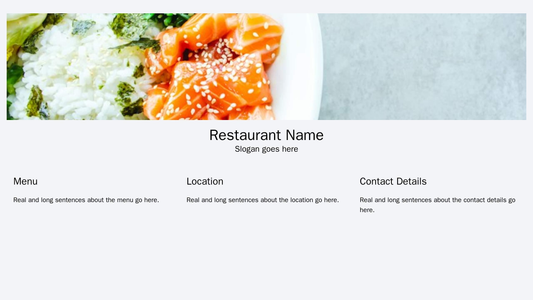 Restaurant: A mouth-watering design featuring a large image of their signature dish at the top, a horizontally arranged  Web Template 2244