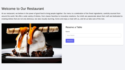 Restaurant: A slideshow carousel displaying images of the most popular dishes at the top. A reservation form and contact Web Template 2280