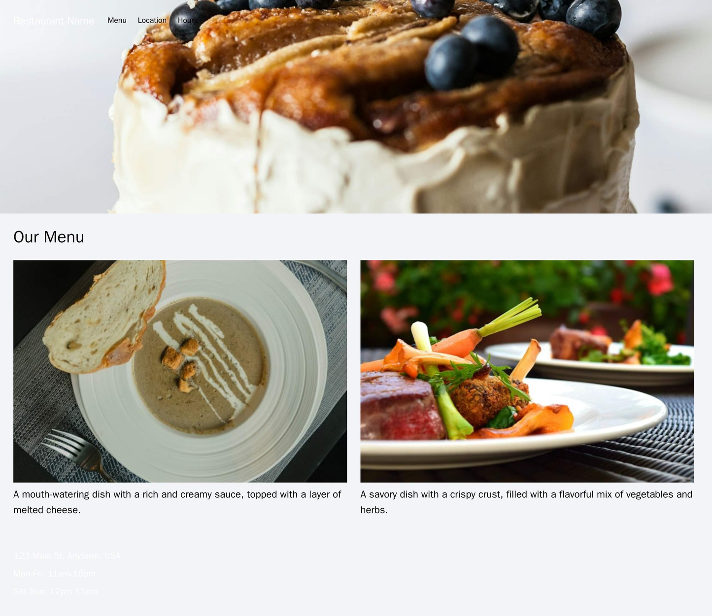 Restaurant: A mouth-watering layout with a header image showcasing a delicious dish, a top navigation bar displaying the Web Template 3626