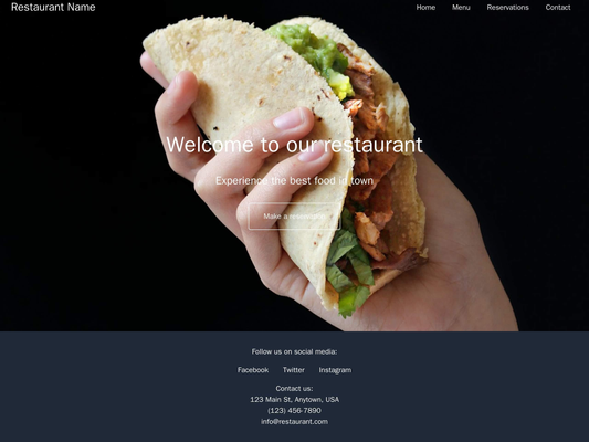 Restaurant: A layout with a full-width header image showing a mouth-watering dish, a navigational menu, and a prominent  Web Template 4080