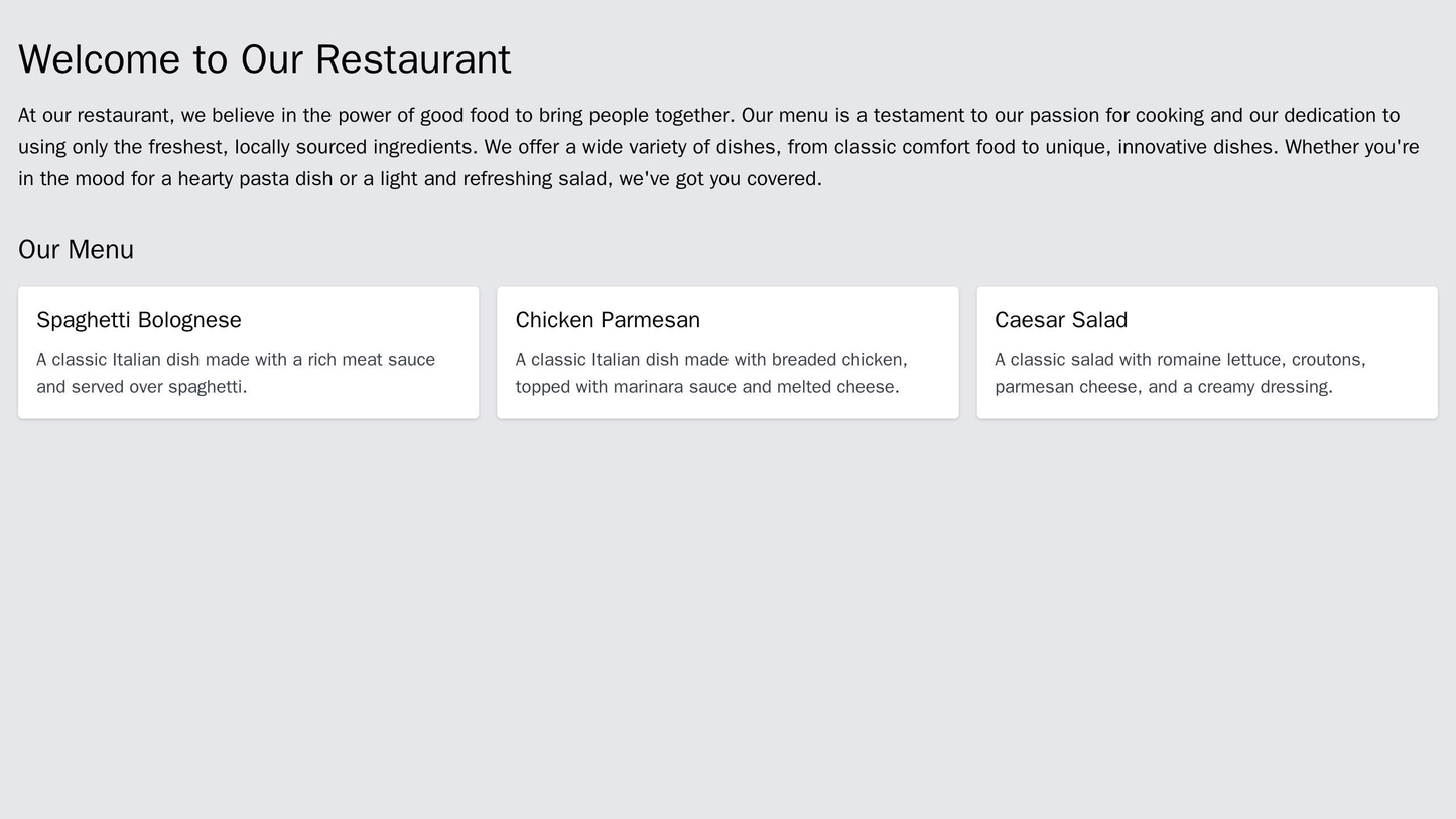 Restaurant: A mouth-watering design with a tantalizing full-width header image of a dish, accompanied by a call-to-actio Web Template 4285