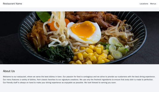 Restaurant: A mouth-watering design with a hero image of a delicious dish, a colorful top navigation bar with locations  Web Template 4640