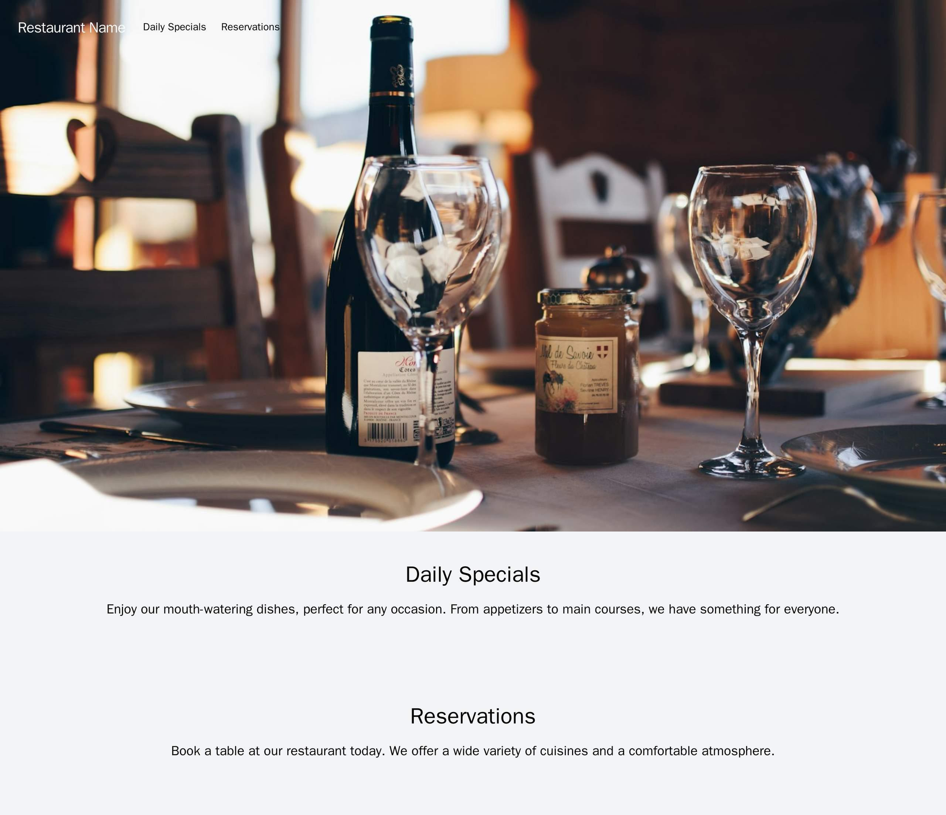 Restaurant: A mouth-watering design with an appetizing header image, a horizontal navigation bar, a section for daily sp Web Template 4741