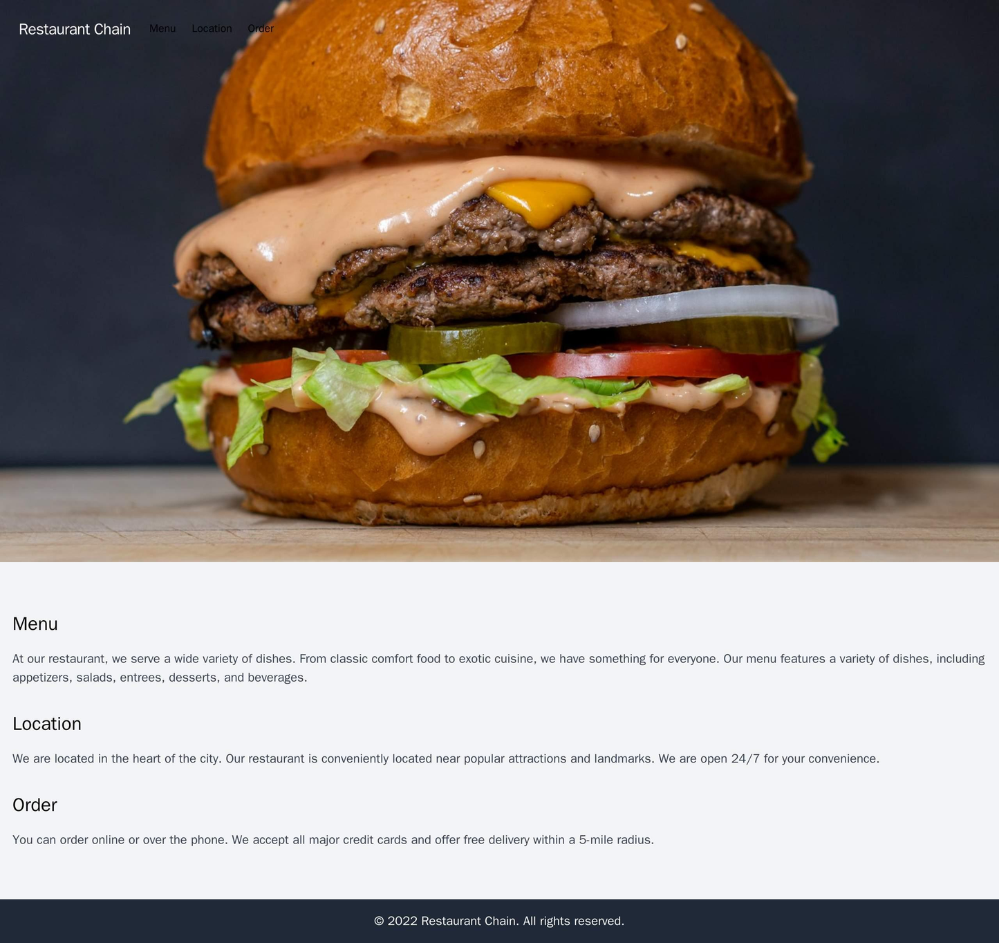 Restaurant Chain: A mouth-watering design with a full-width hero image of a dish, a top navigation bar, a section for me Web Template 3606