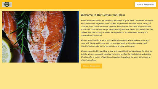 Restaurant Chain Website: A layout featuring a large header image of a delicious dish, with the logo at the top left, a  Web Template 4269