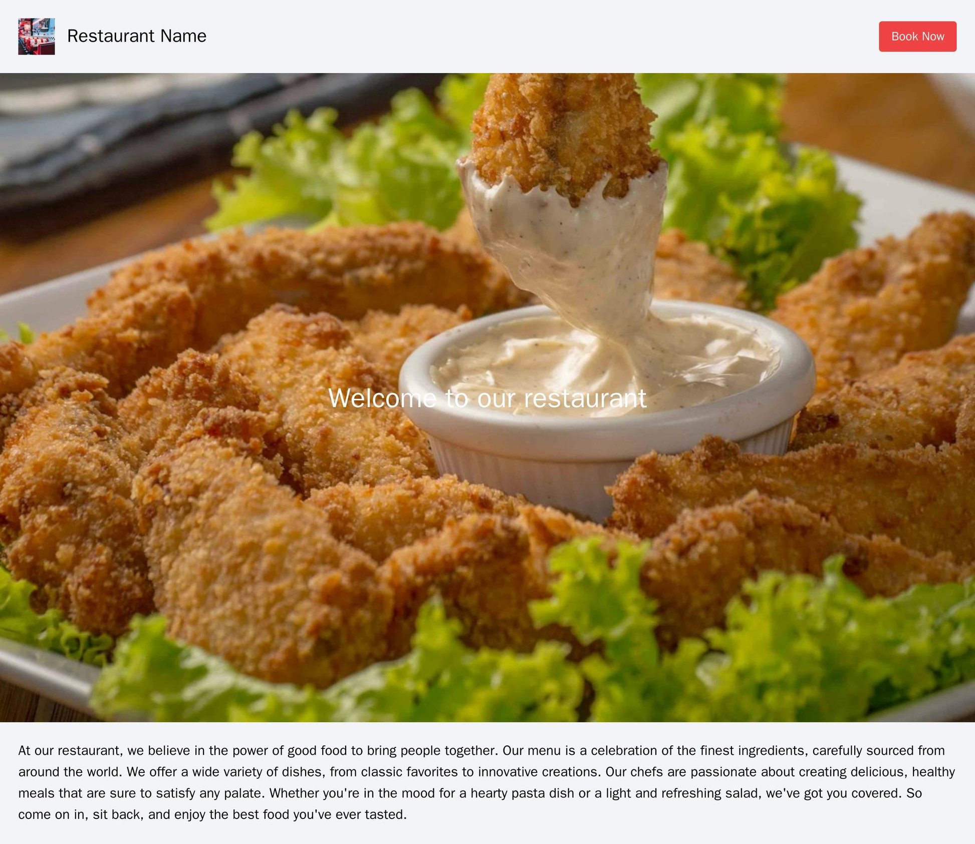 Restaurant Site: A mouth-watering image of a dish dominates the homepage, with the restaurant logo and name on the left  Web Template 3281