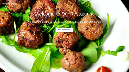 Restaurant Site: A vibrant and appetizing design with a full-width image of a dish occupying the background. The top nav Web Template 4793