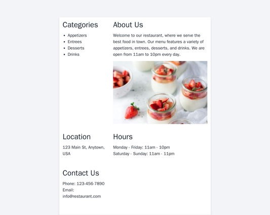 Restaurant Website: A mouth-watering design featuring appetizing food images in a grid layout. The categories are listed Web Template 3406