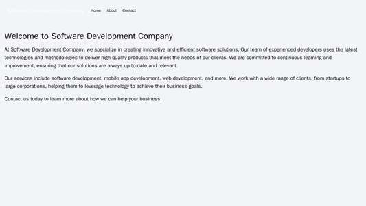 Software Development Company: A modern and professional design with a large, left-aligned logo, a primary navigation men Web Template 2267