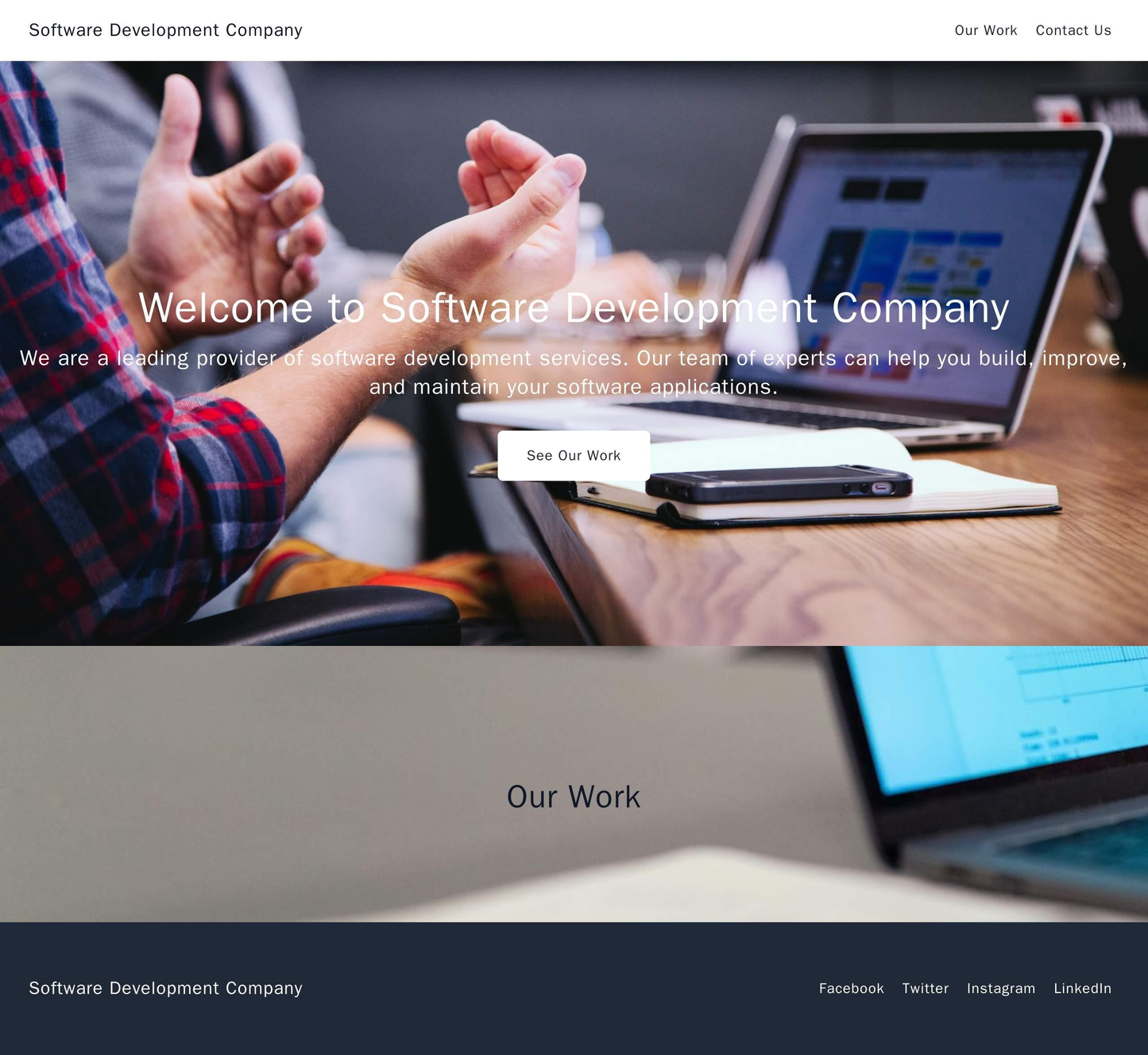 Software Development Company: A single-page design with parallax scrolling, showcasing the companys work and a call-to-a Web Template 3319