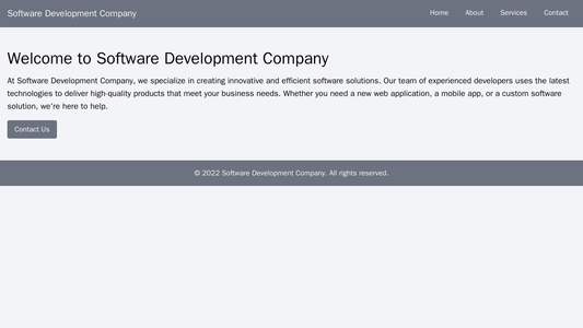 Software Development Company: A simple yet elegant design with a prominent call-to-action button, a horizontal navigatio Web Template 3837