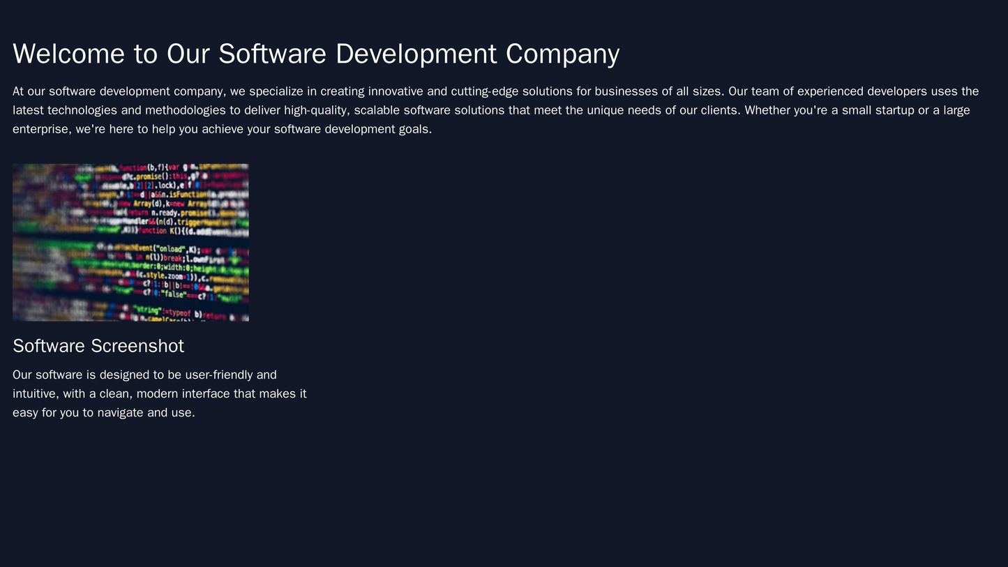 Software Development Company: A multi-screen layout displaying screenshots of the software, client testimonials, statist Web Template 4580