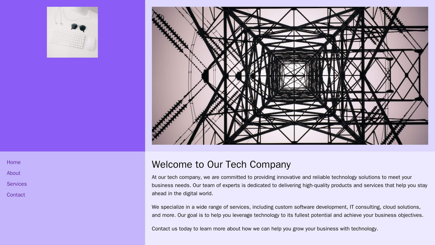 Tech Company: A minimalist website design with a large hero image, a centrally aligned logo, and a sidebar menu on the l Web Template 2422