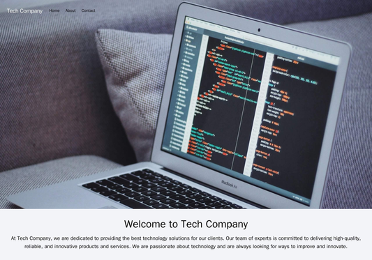 Tech Company: A modern and sleek design with a full-width header image, navigational menu placed at the top, and a dynam Web Template 3142