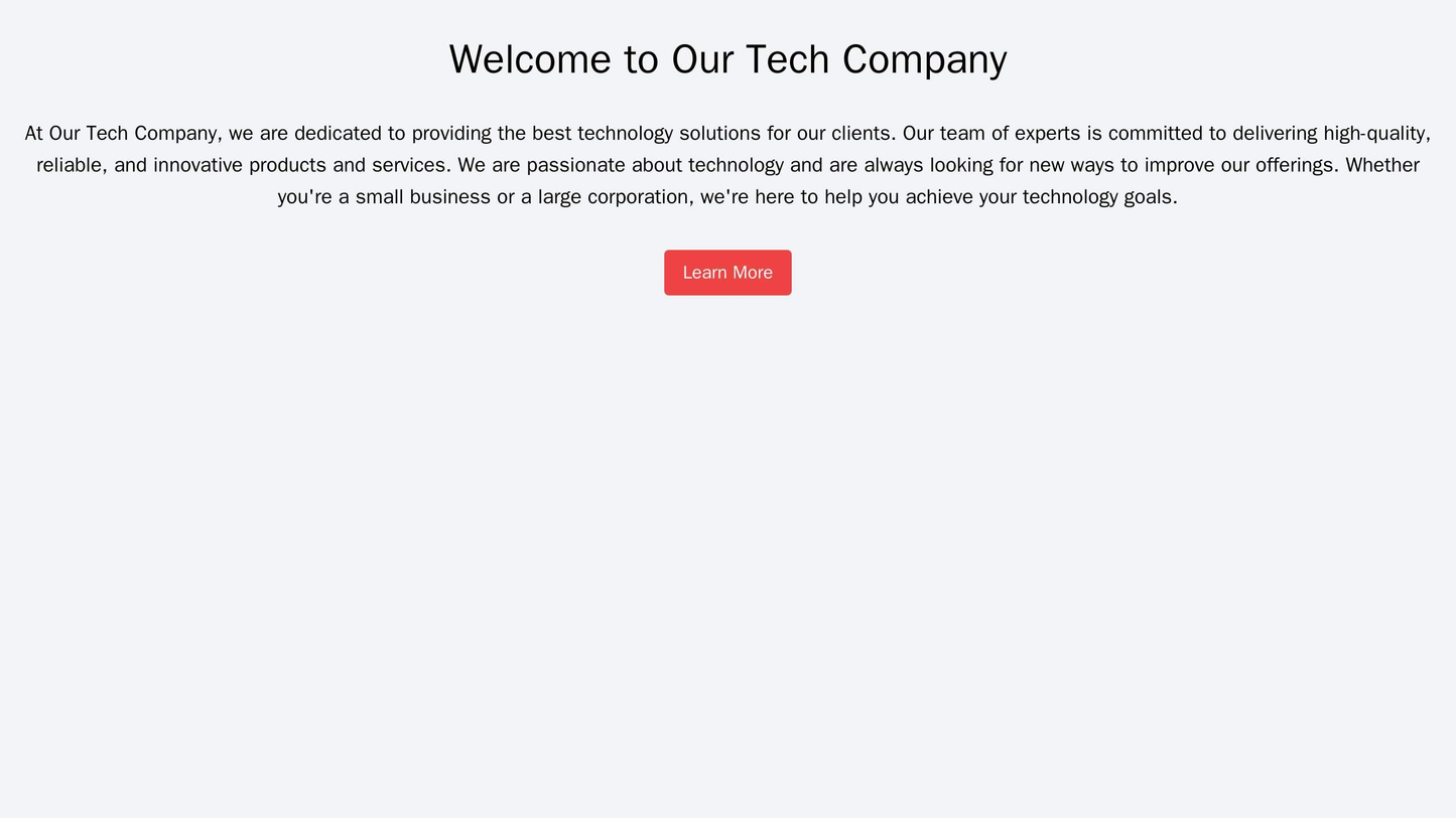 Tech Company: A minimalistic design with a full-width banner image and a centrally aligned call-to-action (CTA) button.  Web Template 3289