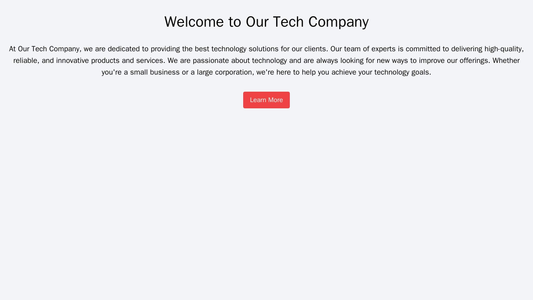 Tech Company: A minimalistic design with a full-width banner image and a centrally aligned call-to-action (CTA) button.  Web Template 3289