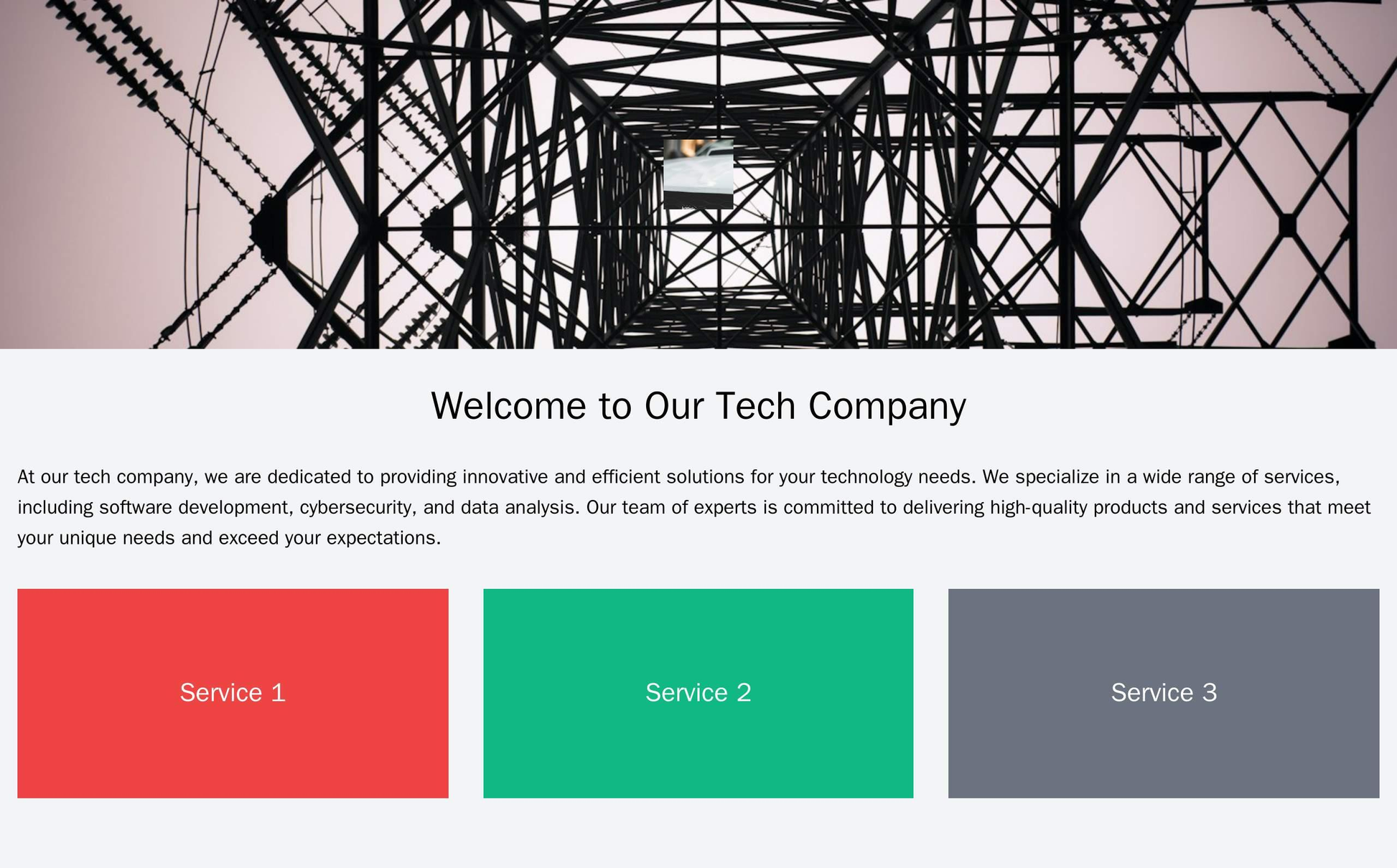 Tech Company: A minimalist design with a full-width header image and a centered logo. The navigation bar is hidden, and  Web Template 3304