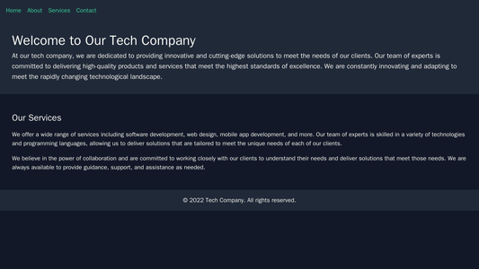 Tech Company: A futuristic layout with a dark color scheme, a large, animated header graphic, dropdown menus on the left Web Template 3634