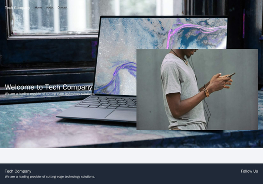 Tech Company: A minimalistic design with a large background image of the latest gadget, a centered navigation bar, and a Web Template 4331