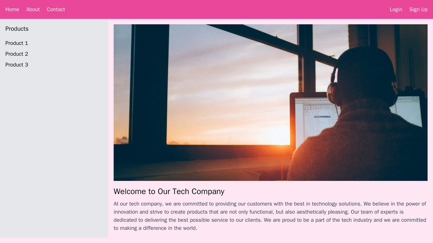 Tech Company: A minimalist design with a large, central hero image, navbar at the top, and a left sidebar for easy acces Web Template 4472