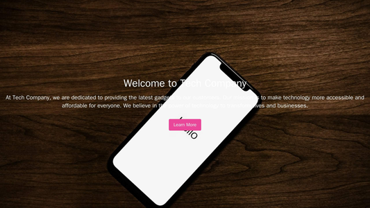 Tech Company: A minimalist design with a large background image of the latest gadget, a central call-to-action button, a Web Template 4694
