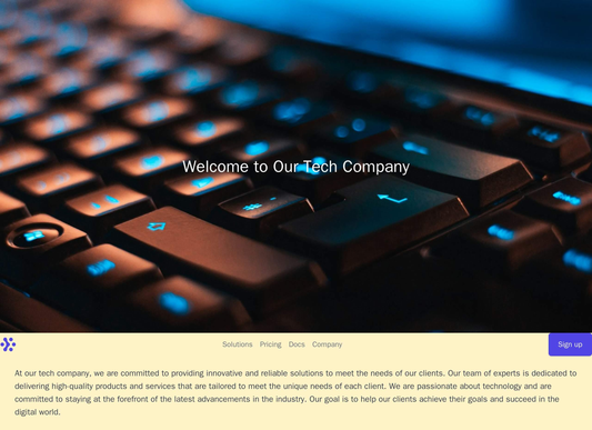 Tech Company: A minimalist design with a large, centered hero image and hidden navigation menu that appears when hoverin Web Template 4870