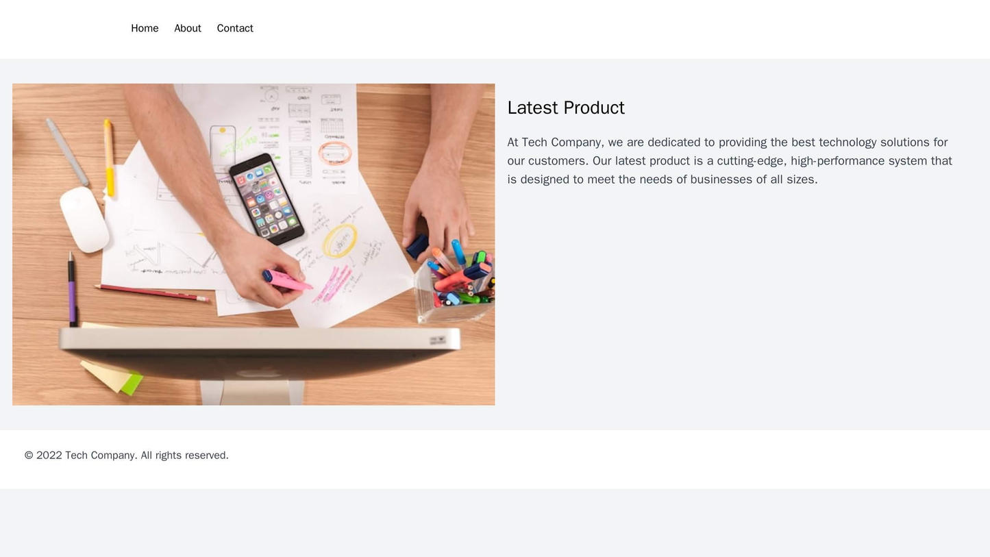 Tech Company: A minimalist two-column layout with a large hero image of the latest product, a navigation bar at the top, Web Template 4904