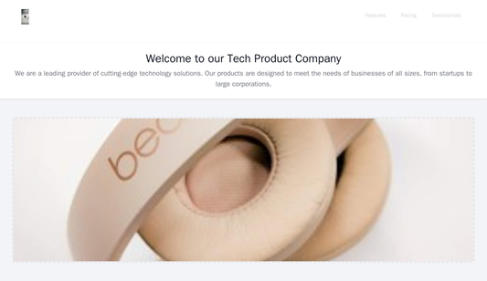 Tech Product Company Website: A sleek, modern design with a minimalist menu at the top, a company logo and tagline cente Web Template 3404