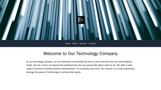 Technology Company: A clean, modern design with a full-width header image, centered logo, and a top navigation bar. The  Web Template 3078