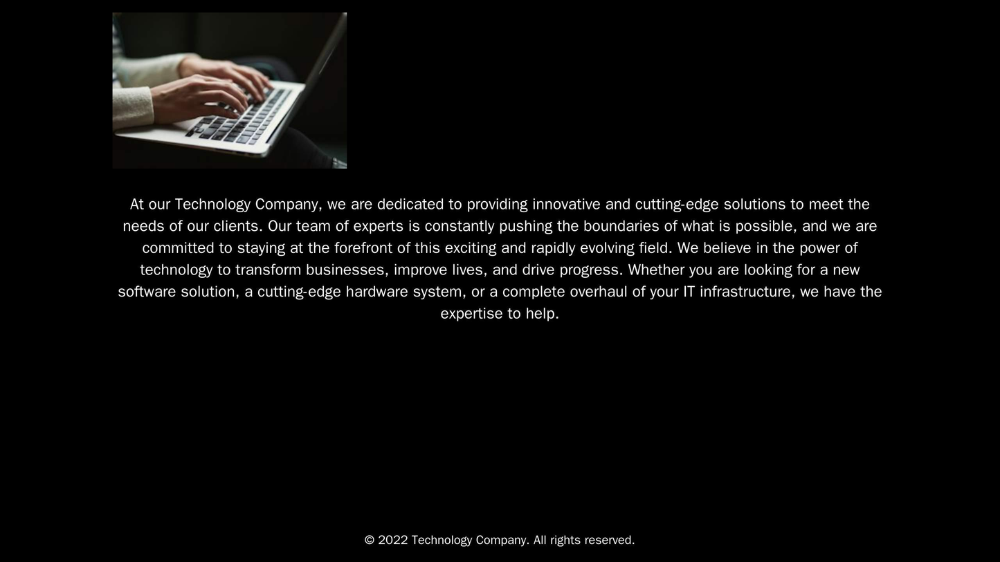 Technology Company: A sleek, futuristic design with a black background, minimalist typography, and a large, centered log Web Template 4604