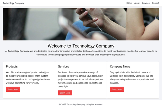 Technology Company: A minimalistic design with a large, central hero image, navigation menu at the top, and a three-colu Web Template 4964