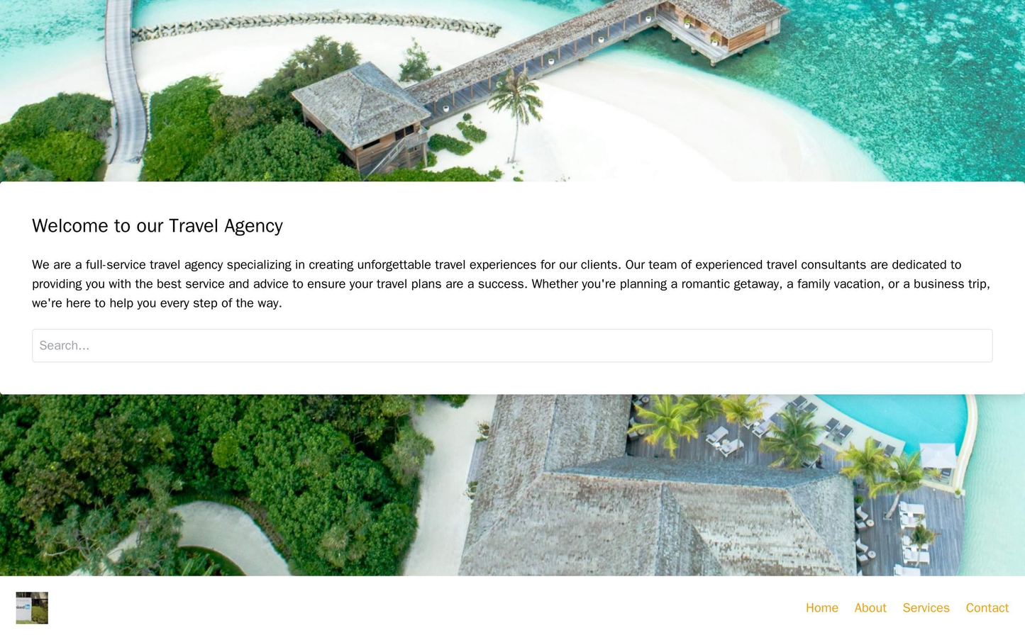 Travel Agency: A full-screen background image of a beautiful travel destination with a search bar overlay and a horizont Web Template 2052