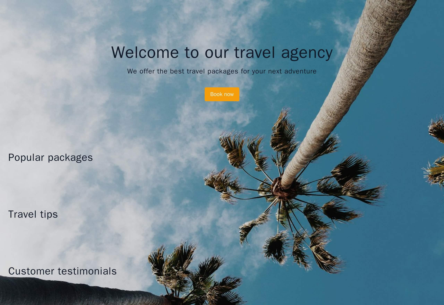 Travel Agency: A bold and adventurous layout with a background image of a scenic travel destination, a top navigation me Web Template 2270