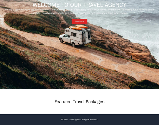 Travel Agency: A dynamic design with a large header image of a scenic destination and a full-width call-to-action button Web Template 2440