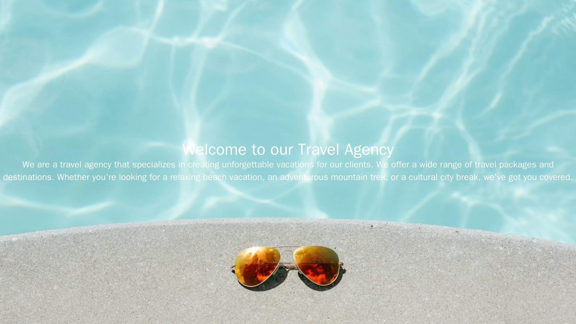 Travel Agency: An immersive design with a full-screen background image of a beautiful vacation spot, a centered logo, an Web Template 3040