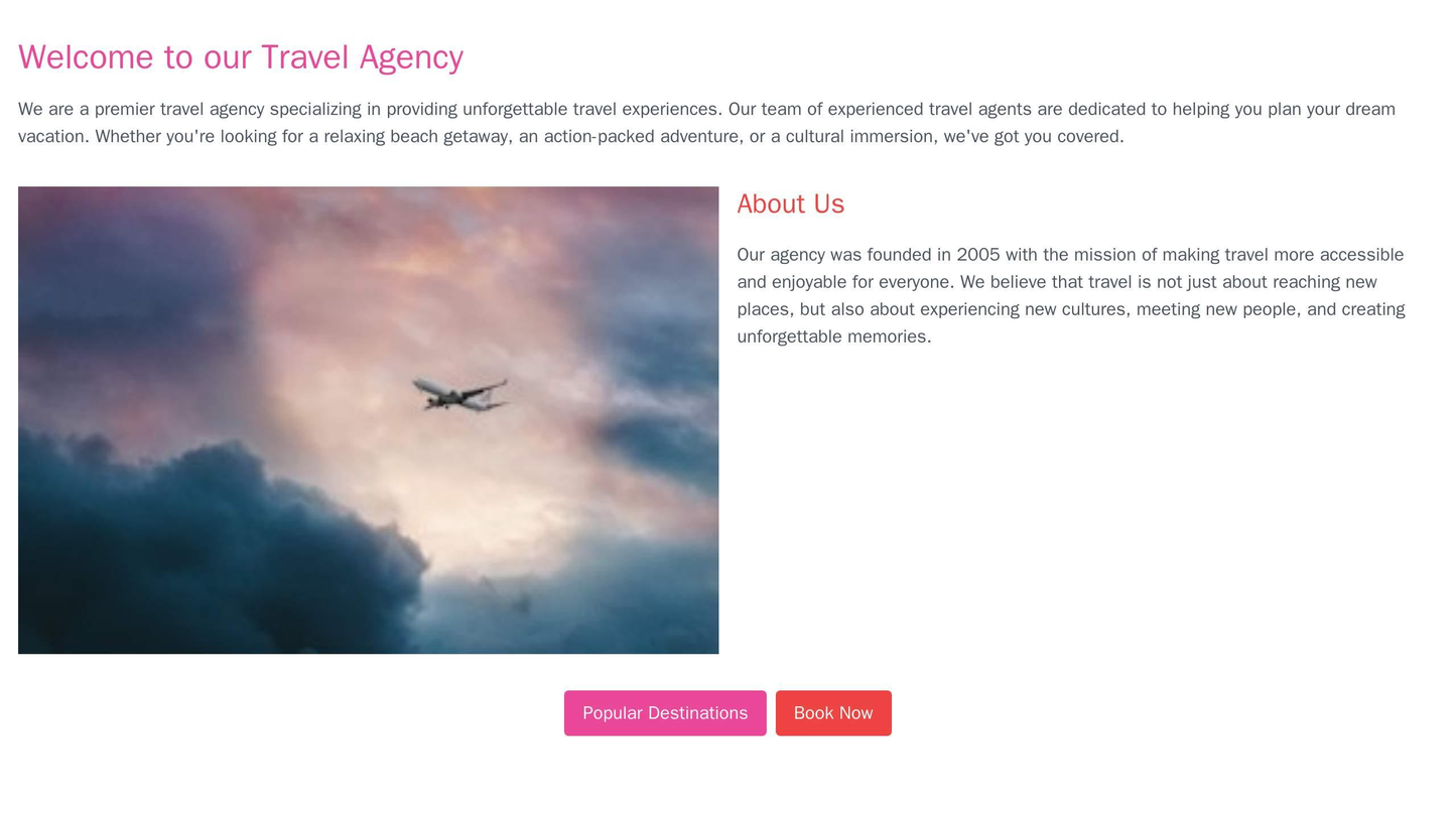 Travel Agency: A two-column layout with a photo gallery on the left and a text-driven section on the right, a red, blue, Web Template 3202