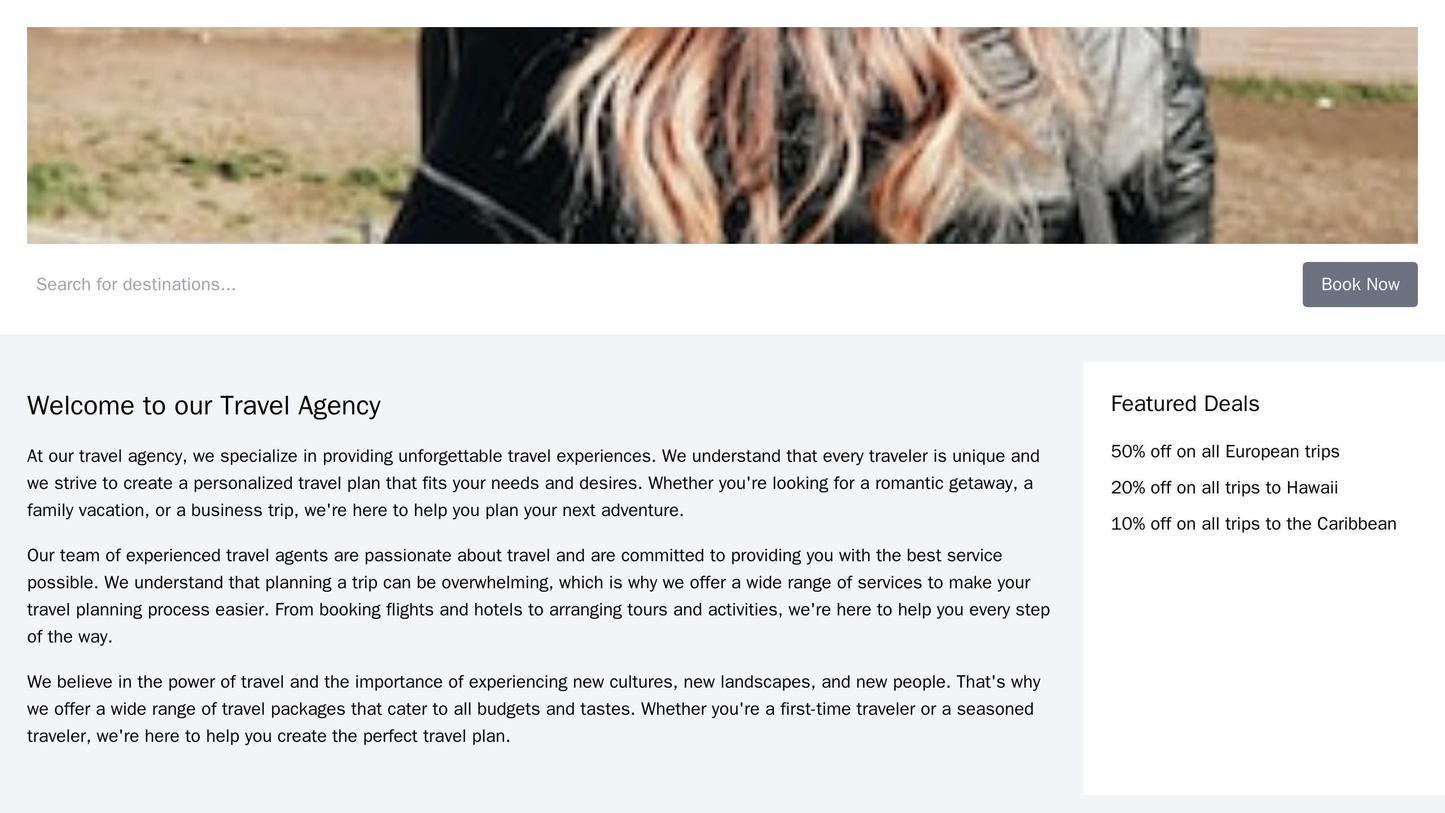 Travel Agency: A dynamic, visually immersive layout with a hero image of a scenic location and a search bar integrated i Web Template 3425