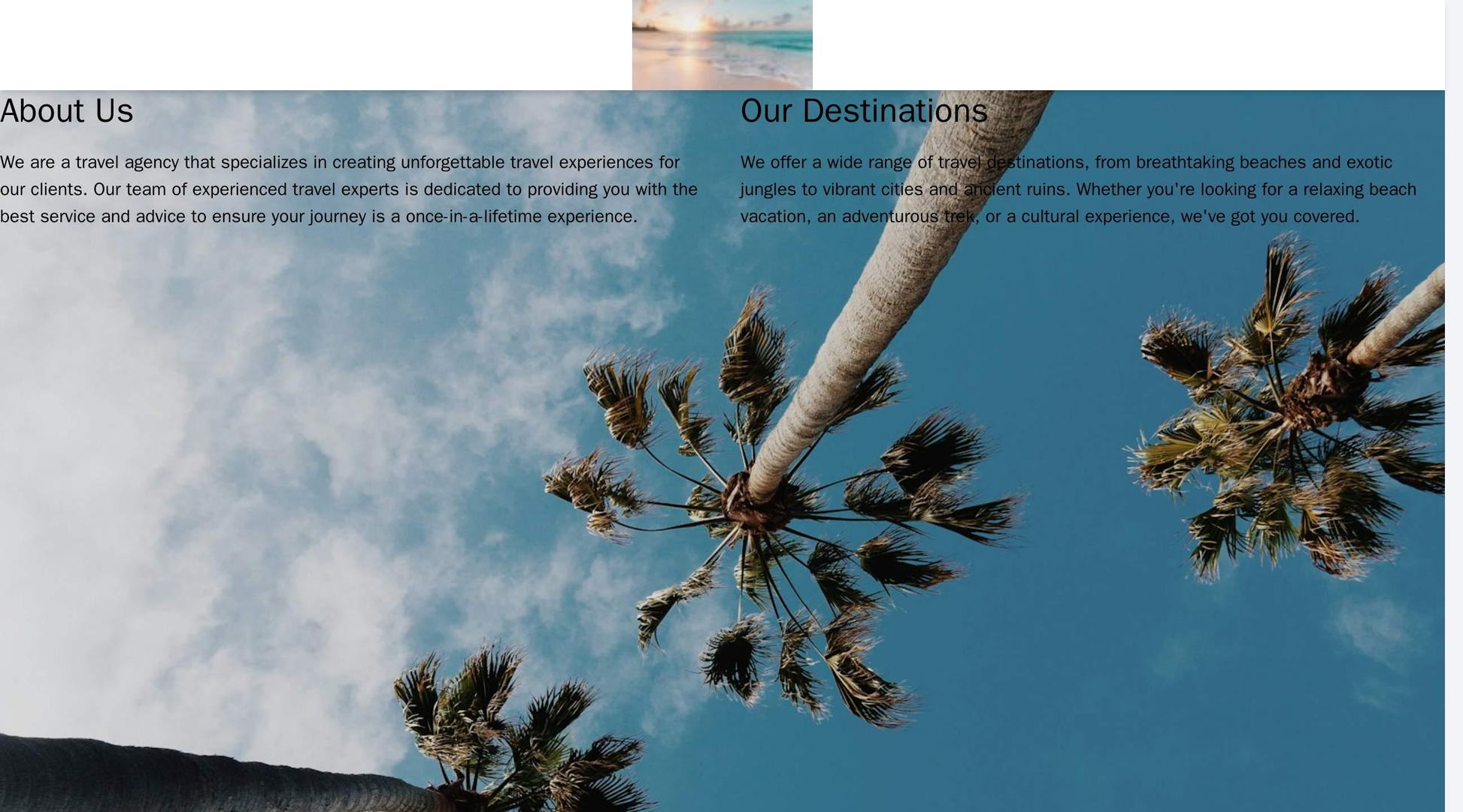 Travel Agency: A full-screen background image of a beautiful travel destination, a fixed navigation bar with a centered  Web Template 3749