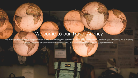 Travel Agency: A full-width background image of a beautiful destination, with a centered logo and a transparent navigati Web Template 3780