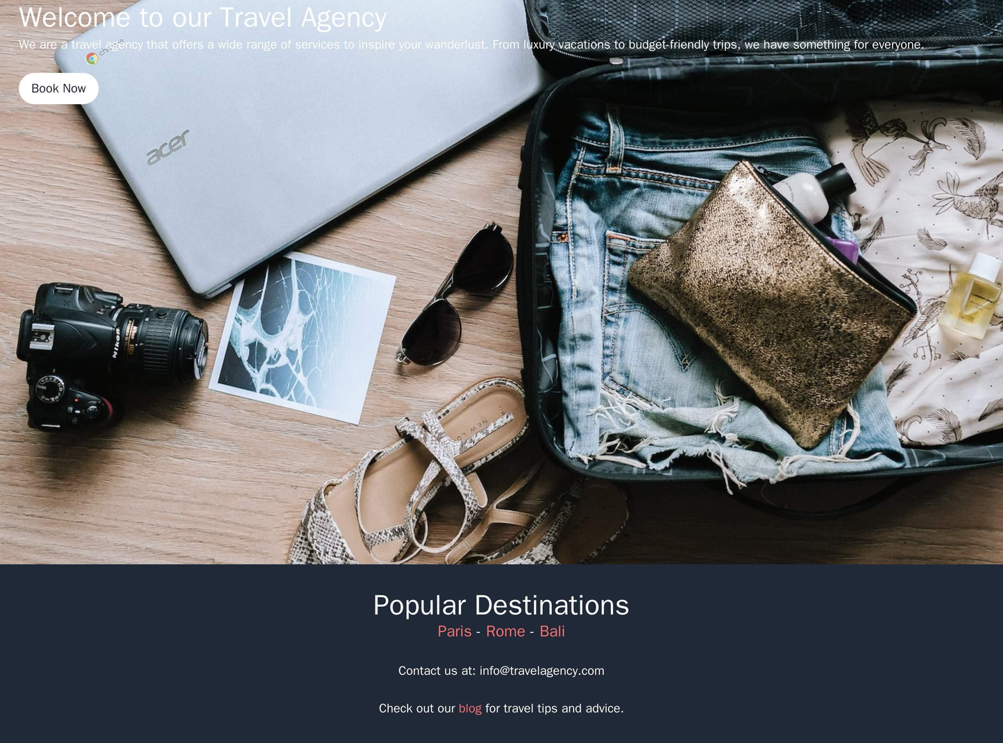 Travel Agency: A visually stunning design with a full-width hero image of a beautiful travel destination, a centered cal Web Template 3865