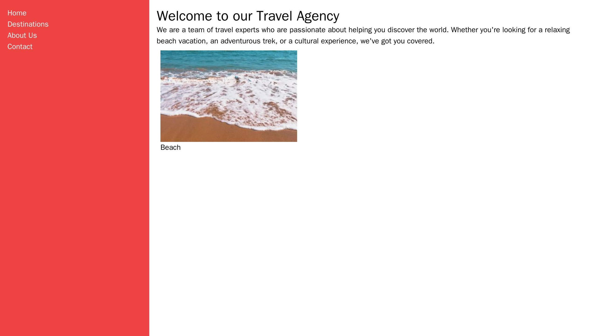 Travel Agency: A mosaic tile layout featuring pictures of various destinations. The navigation is placed on the left wit Web Template 3895