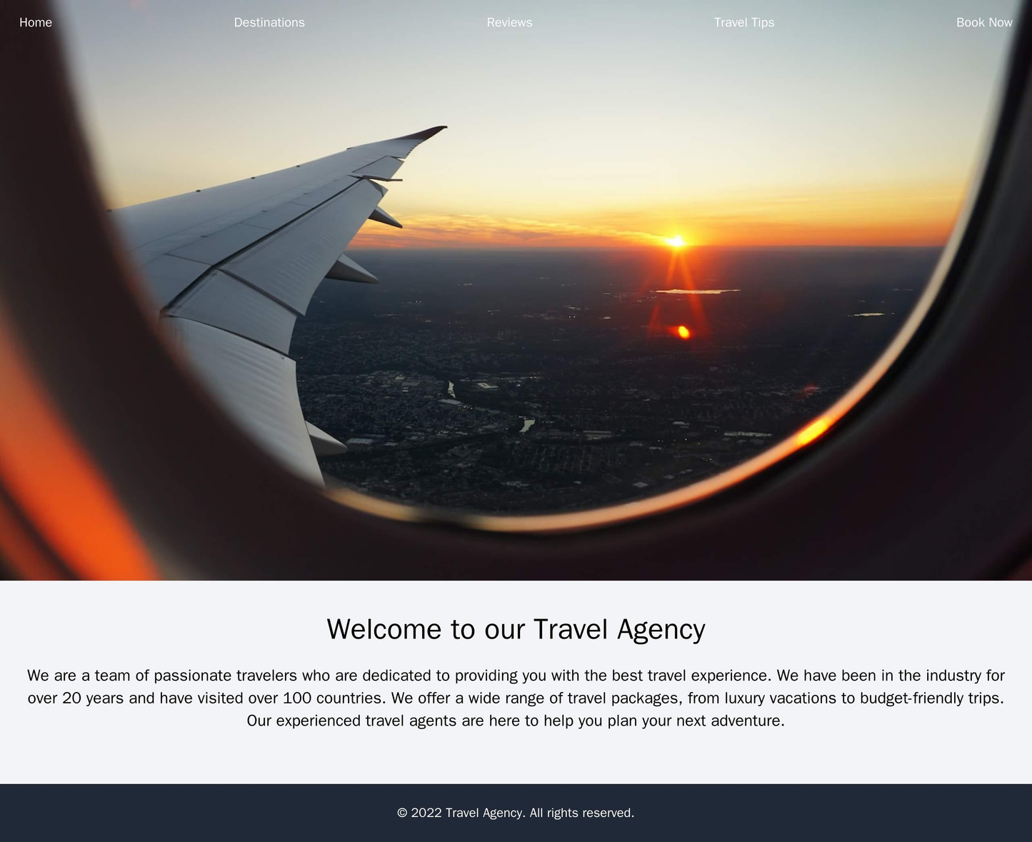 Travel Agency: A vibrant, colorful design with a large hero image of a scenic destination, a horizontal navigation bar,  Web Template 4221