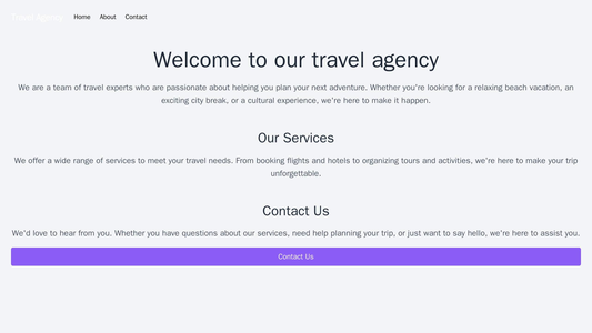 Travel Agency: A vibrant and engaging design with a full-width image slider, a horizontal navigation bar at the top, a c Web Template 4419