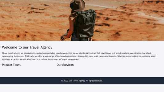 Travel Agency: An adventurous, colorful design with a large, full-width header image of a scenic travel destination, a s Web Template 4659