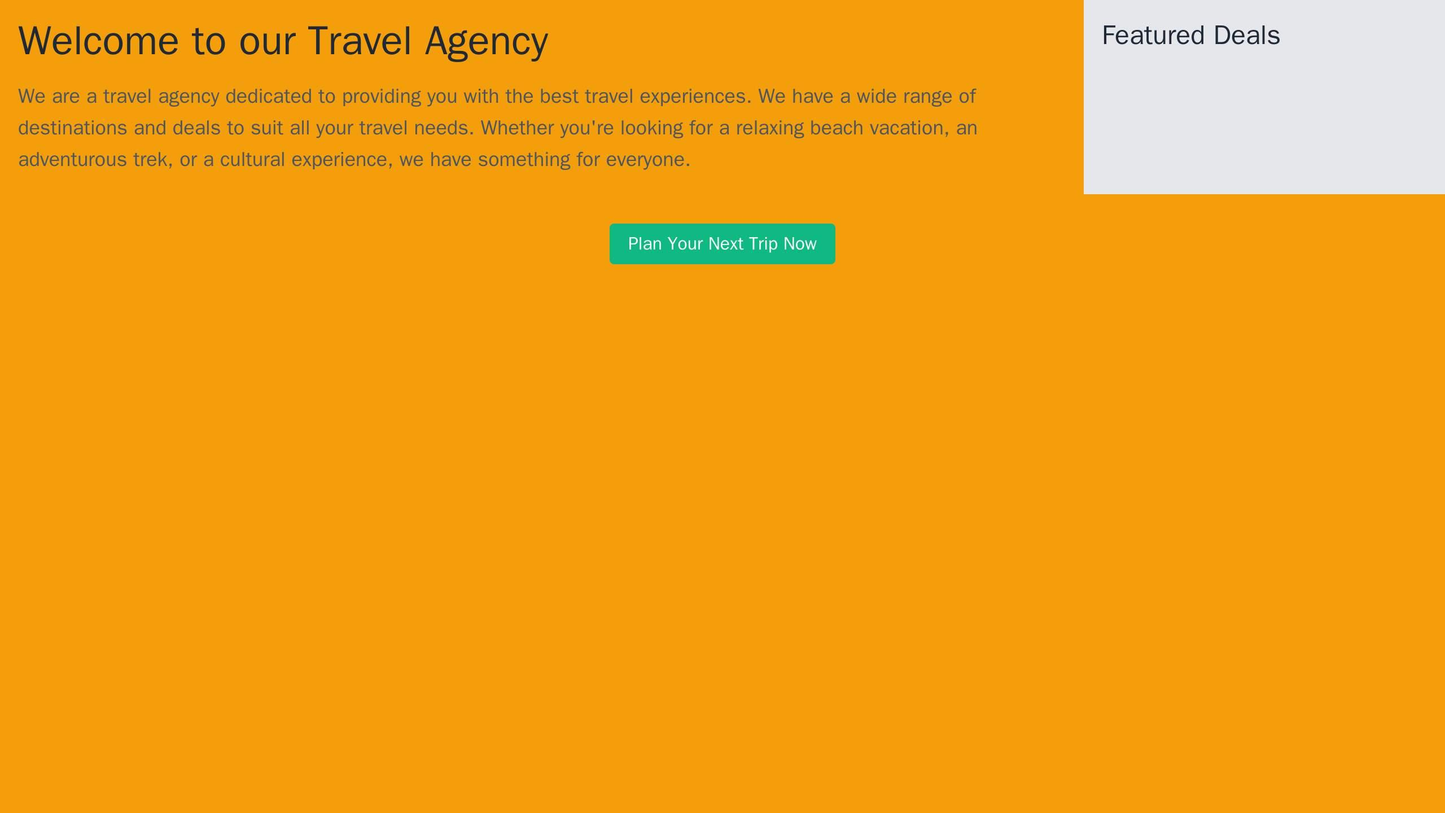 Travel Agency: A collage of large, beautiful photographs of travel destinations on the homepage. A right sidebar for fea Web Template 4762