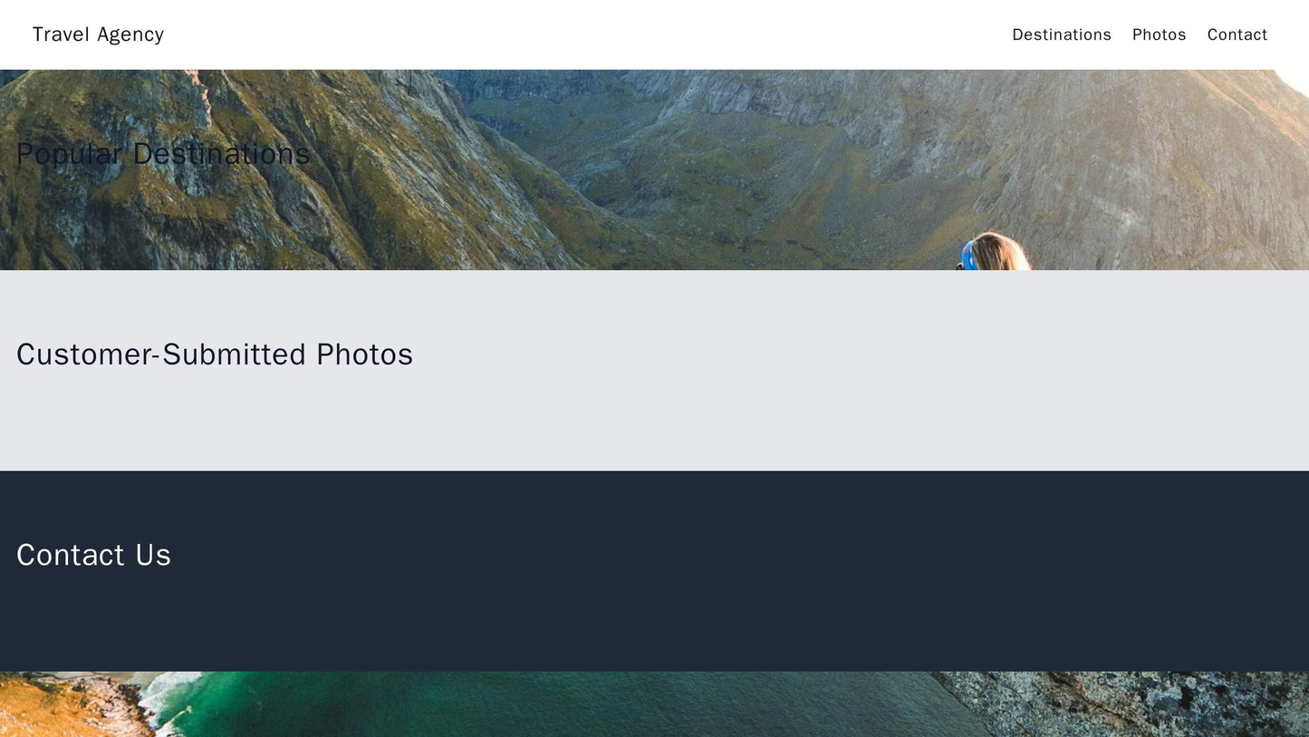 Travel Agency Site: A parallax scrolling design with sections for popular travel destinations, customer-submitted photos Web Template 2318