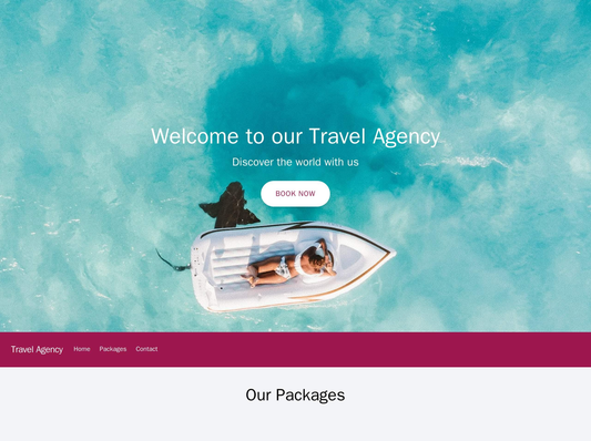 Travel Agency Site: A header with a panoramic image and a call-to-action for booking a trip. A centered logo and horizon Web Template 3390