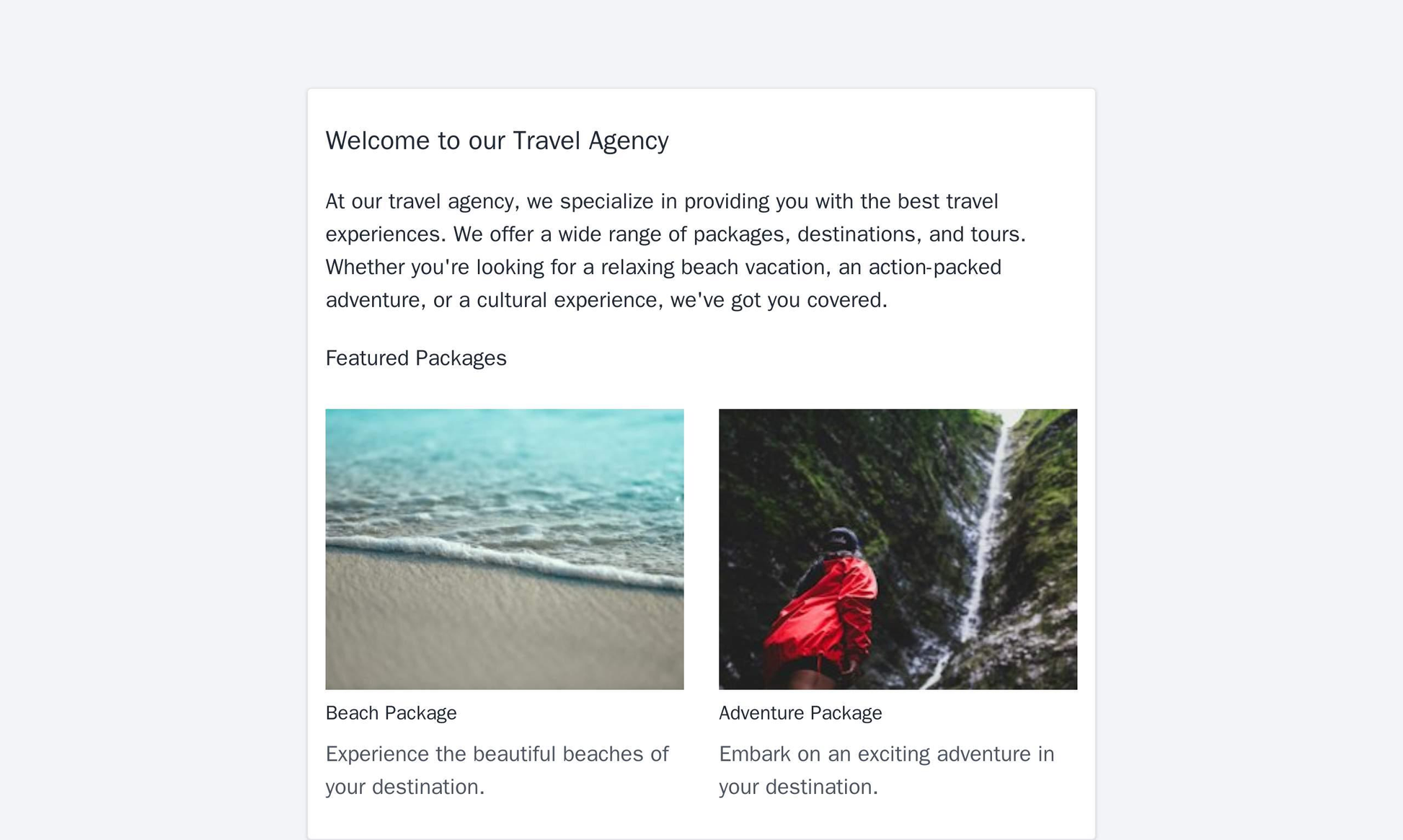 Travel Agency Site: A vibrant and adventurous design with a full-width banner image showcasing a beautiful travel destin Web Template 3487