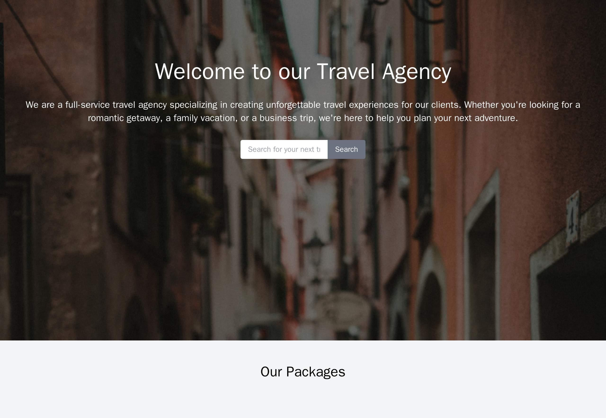 Travel Agency Site: A full-width background image of a beautiful travel destination, with a fixed navigation menu at the Web Template 4262